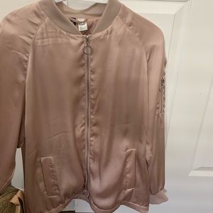 Rose gold satin/silk bomber
